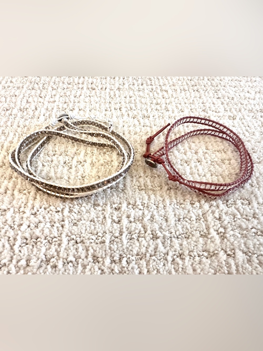 Victoria Emerson 5-Wrap Crystal Leather Bracelets | White & Pink | Adjustable